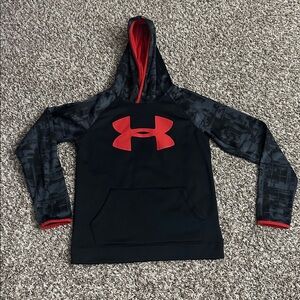 Boys Under Armor Fleece Camo Big Logo Hoodie Sweatshirt Pullover Youth L Black